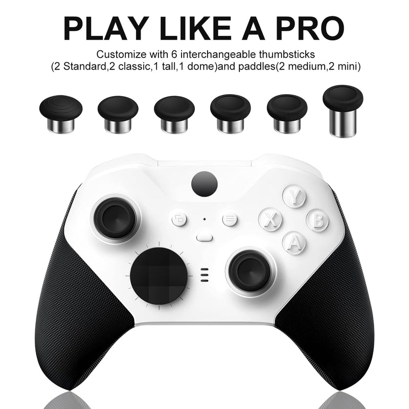 13 in 1 Metal Thumbsticks for Xbox One Elite Series 2 Controller,Accessories for Xbox Elite Controller Series 2,Gaming Accessory Replacement,Metal Mod 6 Swap Joystick,4 Paddles,2 D-Pads,1 Tool,Black