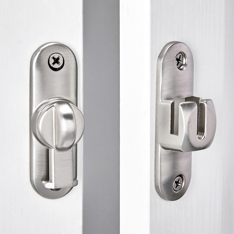 INIRET 6 Packs Silvery Barn Door Latches,90/180 Degree Gate Lock,Flip Gate Latches Hardware,Zinc Alloy Right Angle Door Lock Latch,Door Security Sliding Door Latch Lock for Cabinets,Bathroom