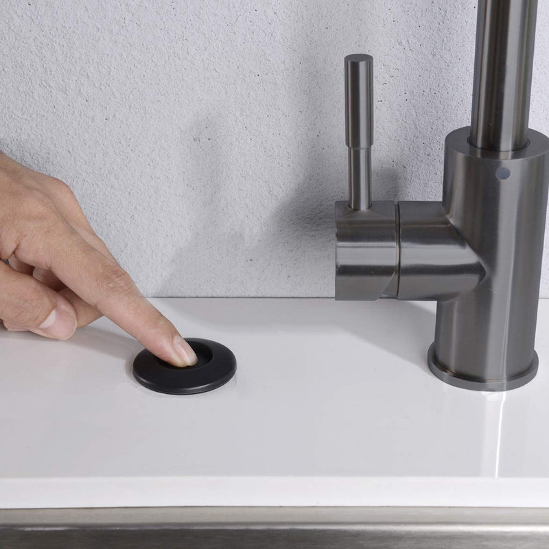 Garbage Disposal Air Switch Kit with Long Button, Matte Black (Brass Cover) Metal