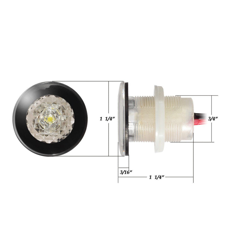 Partsam 4Pcs 1-1/4" Livewell Blue Outdoor Path Garden Yard Stair LED Deck Step Lights Clear Lens, Mini Round Led Boat Lights 12V Interior Exterior Under Water IP68