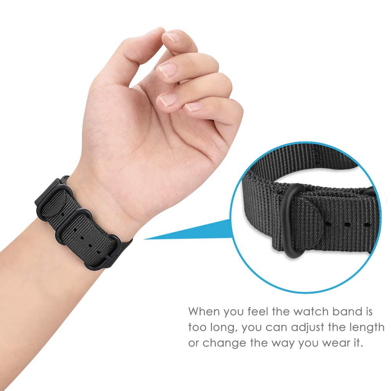 Fintie Quick Release Nylon Band 22mm Replacement Sport Strap Compatible with Garmin Vivoactive 4 45mm, Venu 3/Venu 2 45mm, Forerunner 255 46mm Black