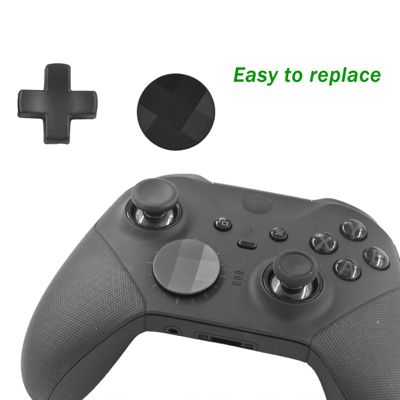 2Pcs D-Pads Replacement Kit for Xbox One Elite Series 2, Metal D-pads Parts for Xbox One Elite Series 2 Core Controller, Stainless Steel Standard D-pads for One Elite Series 1 Controller (Black)