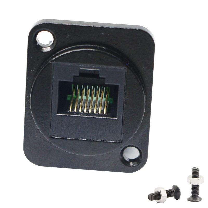 RJ45/8P8C D-Type Panel Mount Ethernet Extender Cat5E Terminal Solderless Network Adapter Keystone Jack Crimping Data Female Connector with Screw