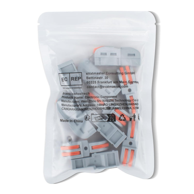 Connection Clamp, 10 Pieces, 1 in 2 Out Connection Clamp, with Lever, Cable Connector with 0.2-4 mm² Conductor Clamp for DIY Projects