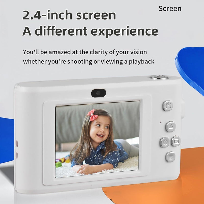 4K Digital Camera, FHD 1080P Kids Camera, 50MP Point and Shoot Camera with 16X Zoom Anti Shake, Compact Portable Small Camera for Girls Boys Teen Student with 32GB Micro SD Card, 1x Batteries White