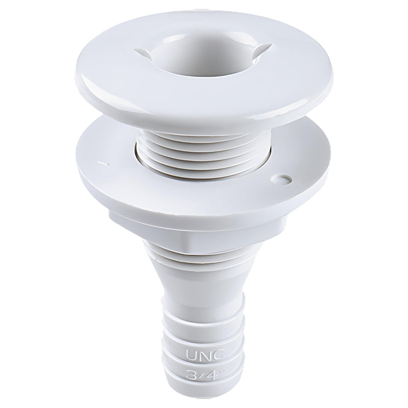 SEAFLO Thru Hull Fitting, Marine Boat, Plastic Drain Overflow Connector, Corrosion Resistant Saltwater Safe, Bilge Port Deck Outlet,(⅝,¾,1,1⅛,1¼,1½, & 2" Options)(1,2,5, &10 Packs)(White/Black) ¾” White 5