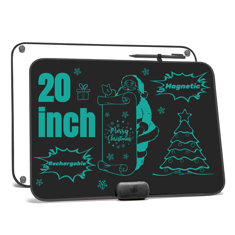 ROYALITA 20-Inch LCD Writing Tablet, Writing Board Note Board for Fridge, Dry-Erase & Sticky Note Alternative for Home & Office, Large Reusable Writing Pad with Built-in Magnets & Instant Erase Black
