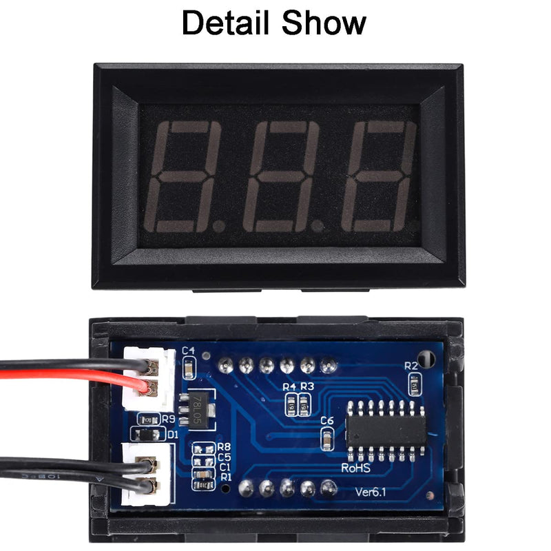 Greluma 2 Pcs 0.56" LED Display Digital Thermometer, DC 12V -50~110°C Temperature Display with Waterproof NTC Probe, Red LED Temperature Display