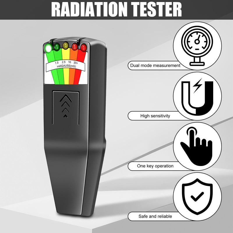 K2 EMF Meter Magnetic Field Detector, Handheld EMF Meter, 5 LED Gauss Meter Detector for Electromagnetic Radiation, for Testing Outdoor, Office Portable Magnetic Field Radiation (Black)