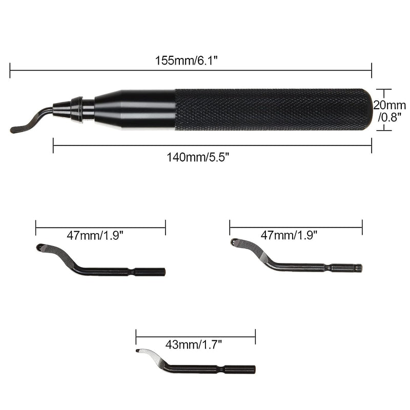 SENENQU Deburrer Tool Universal with 15 Replacement Blades Aluminum Handle Hand Deburrer, 360° Rotating Blade Deburrer Metal for 3D Printers, Plastic, Aluminum and Stainless Steel