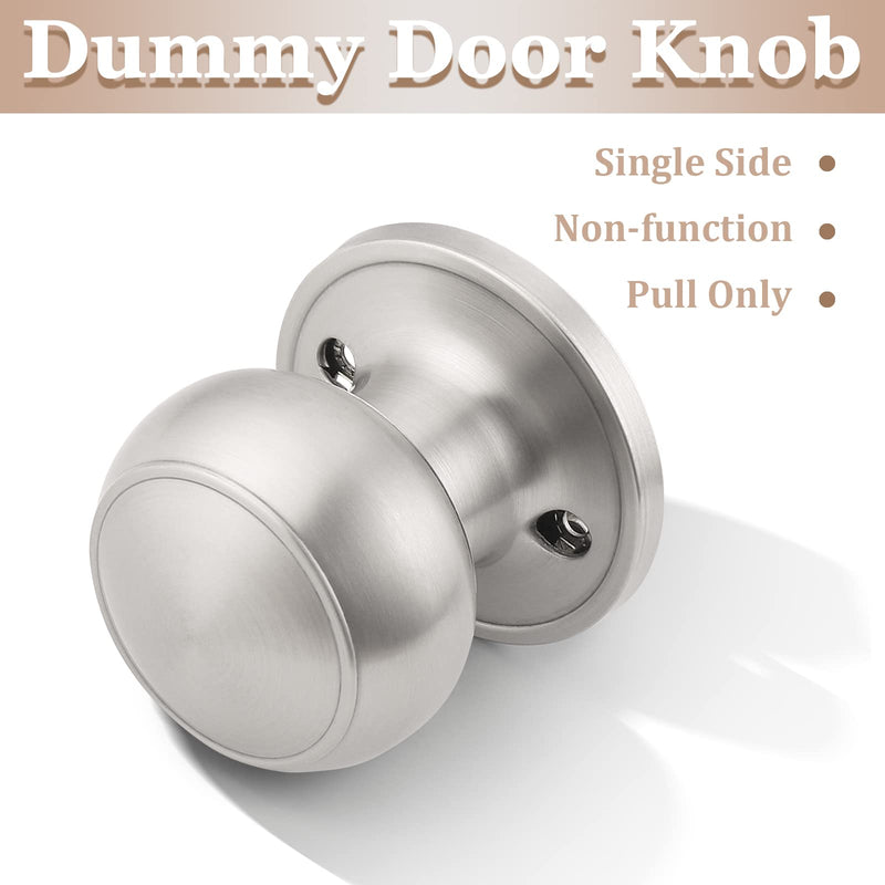 Probrico 6 Pack Classic Closet Door Knobs Dummy Door Knob, Individual Non-Turning Dummy Door Knob Single Side, Satin Nickel Interior Door Knobs, Easy Installation