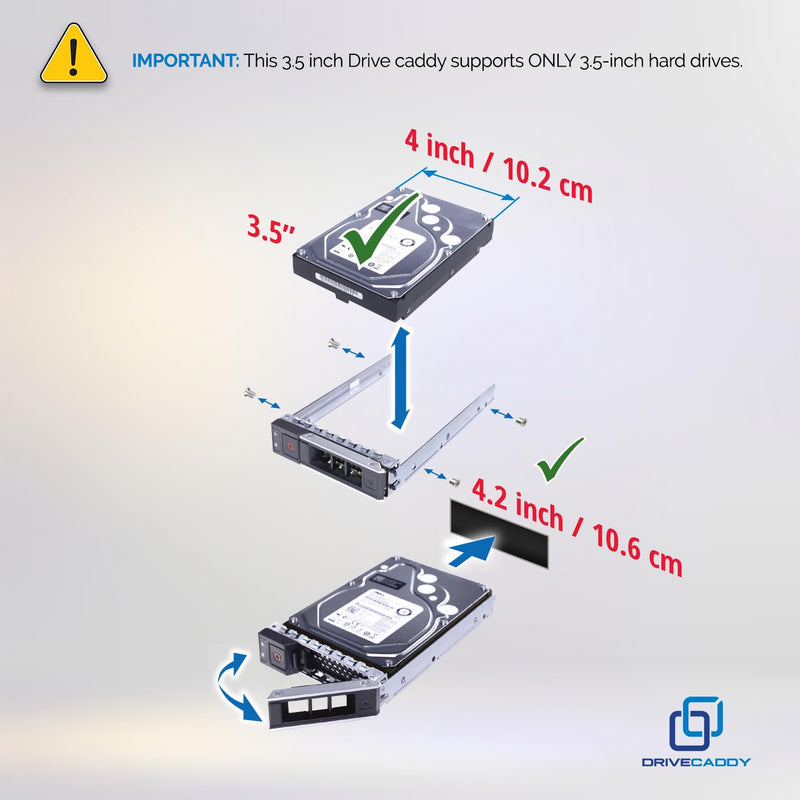 3-Pack 3.5" Hard Drive Caddy - Compatible for Dell PowerEdge Servers - 14-16th Gen T560 R660 R6625 R7615 R7625 R760 R250 R350 T350 R240 R340 R440 R540 - SSD SAS SATA NVMe Tray