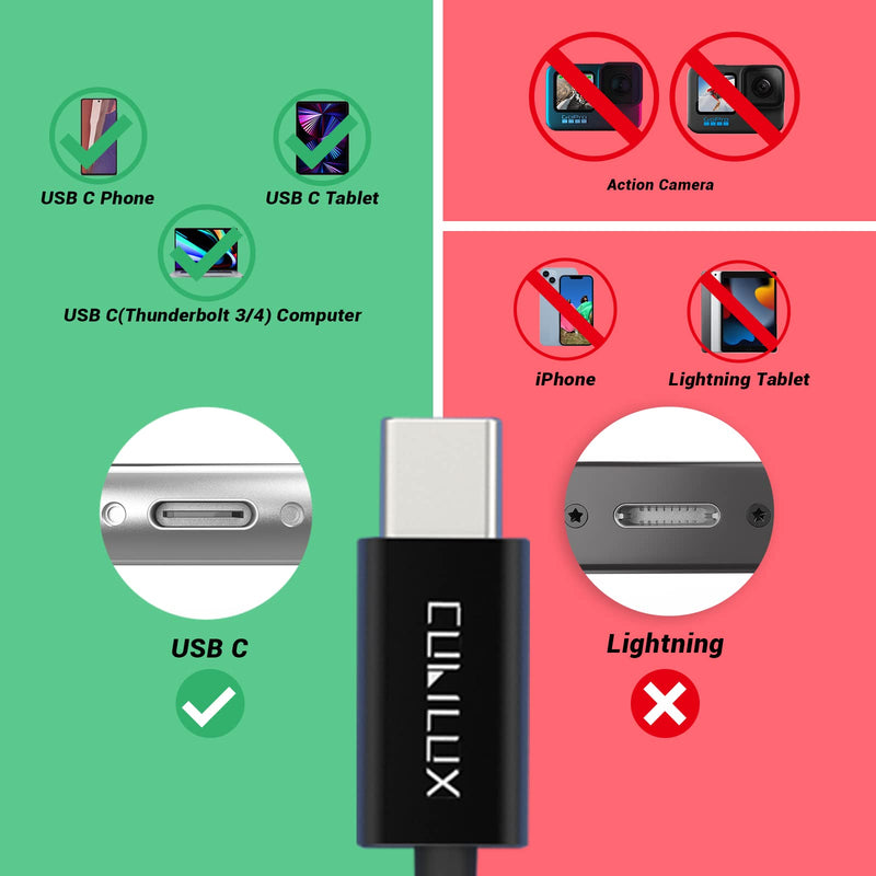 Cubilux USB C Microphone, Type C Lavalier MIC, External Lapel Clip MIC for iPhone 15+/15 Pro Max, iPad 10 iPad Pro iPad Air 5/4, Samsung S24/S23/S22/S21/S20 Z Fold/Flip 5/4/3/2 Tab S9/S8/S7/S6, 5 FT 5 Feet