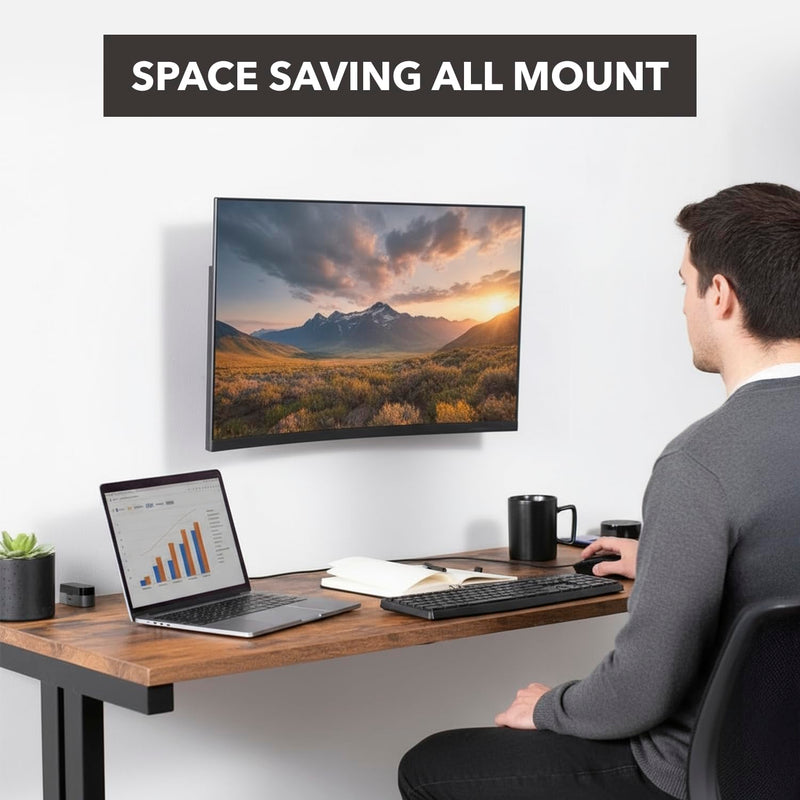 Mount-It! Tilting TV Wall Mount Bracket for Small TV and Computer Monitors, Low-Profile Design with Quick Release Function, Fits 24, 27, 30 and 32 Inch Screens Up to VESA 100, 44 Lbs Capacity, Black