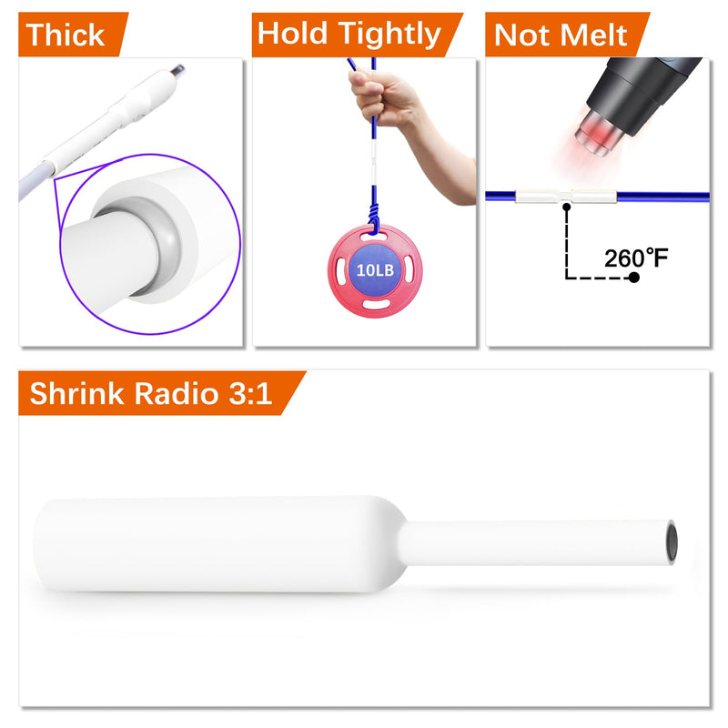 3:1 heat shrink tube set, 6.4 mm 7.9 mm 9.5 mm - waterproof heat shrink tube, white shrink tube with self-adhesive protective cover for telephone cables, 15 pieces