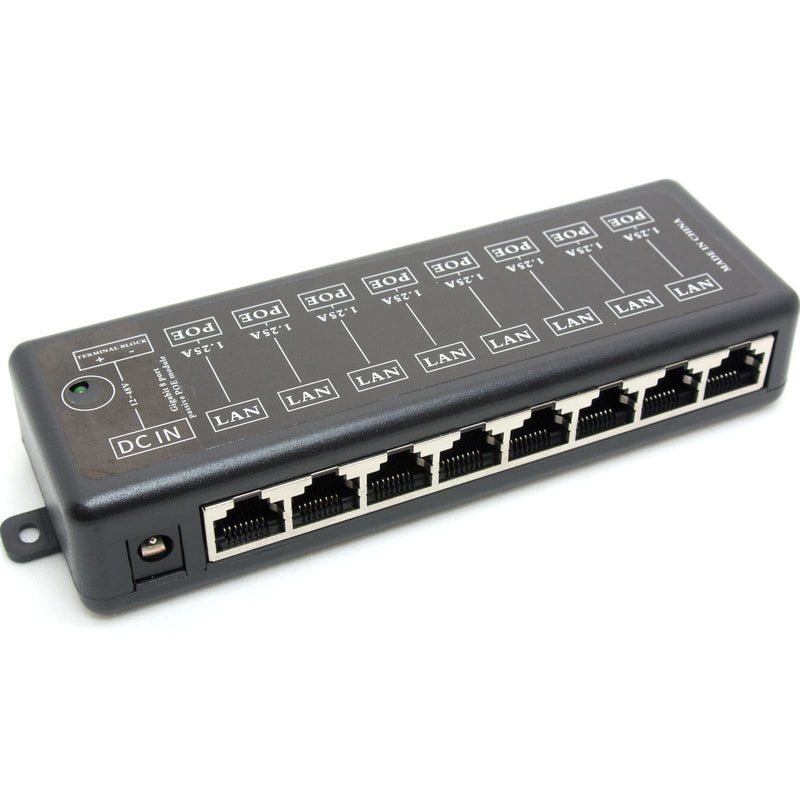 8 Ports Gigabit Passive PoE Injector Midspan Ethernet Adapter Without Power Adapter