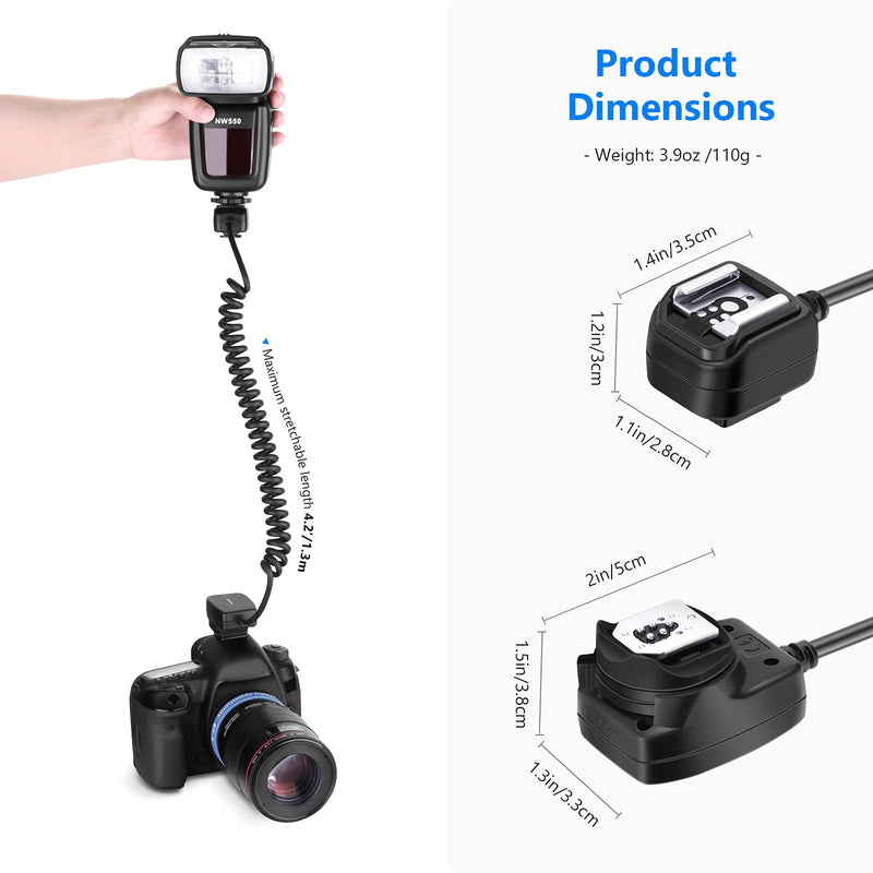 Neewer 4.2'/1.3m TTL Off Camera Flash Speedlite Cord compatible with Canon DSLR 800D/750D/700D/650D/600D/7D2/7D/6D2/6D/5D4/5D3/5D2/5DS/1D4/1D3/100D/80D/70D/60D Cameras