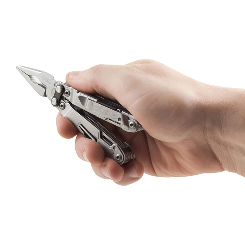 SOG PowerPint Mini Compact Stainless Steel Multi-Tool |18 Lightweight Specialty Tools & SOG Multitool Pliers Pocket Knife, Stone Wash One Size Power Pint