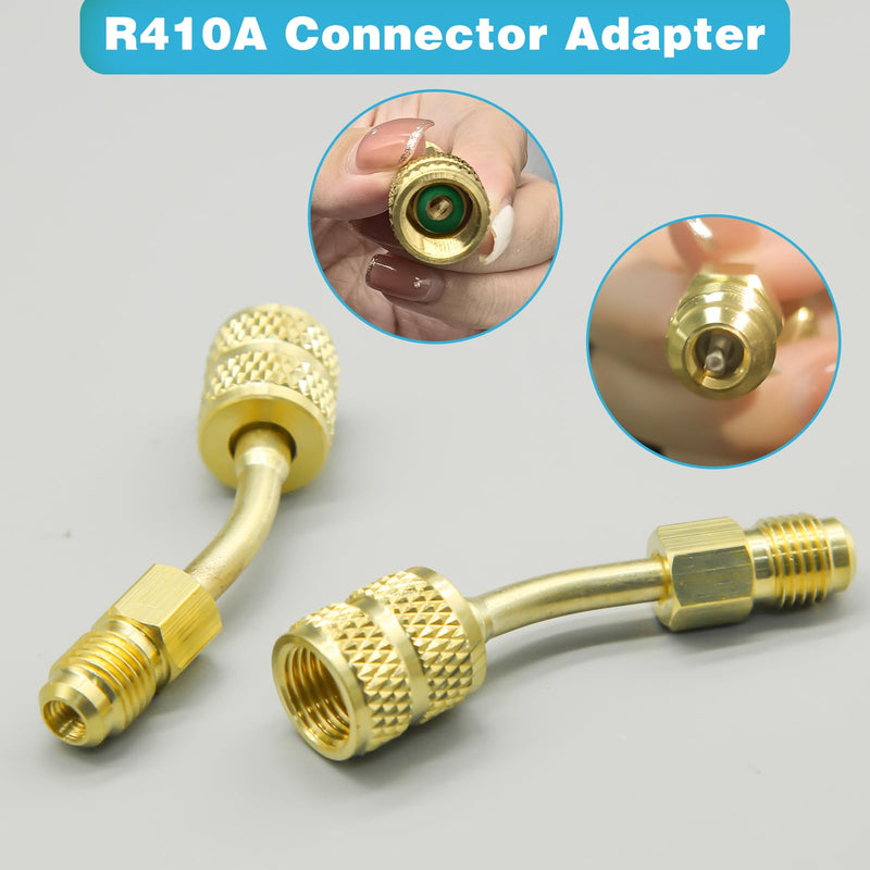 R410A Adapter Kit, Mini Split Adapter 5/16 to 1/4 Coupler R410A Refrigerant Hose Adapter Connector Valve Core Remover, Mini Split Vacuum Pump Kit 410A Refrigerant for R410A Mini Split Air Conditioner