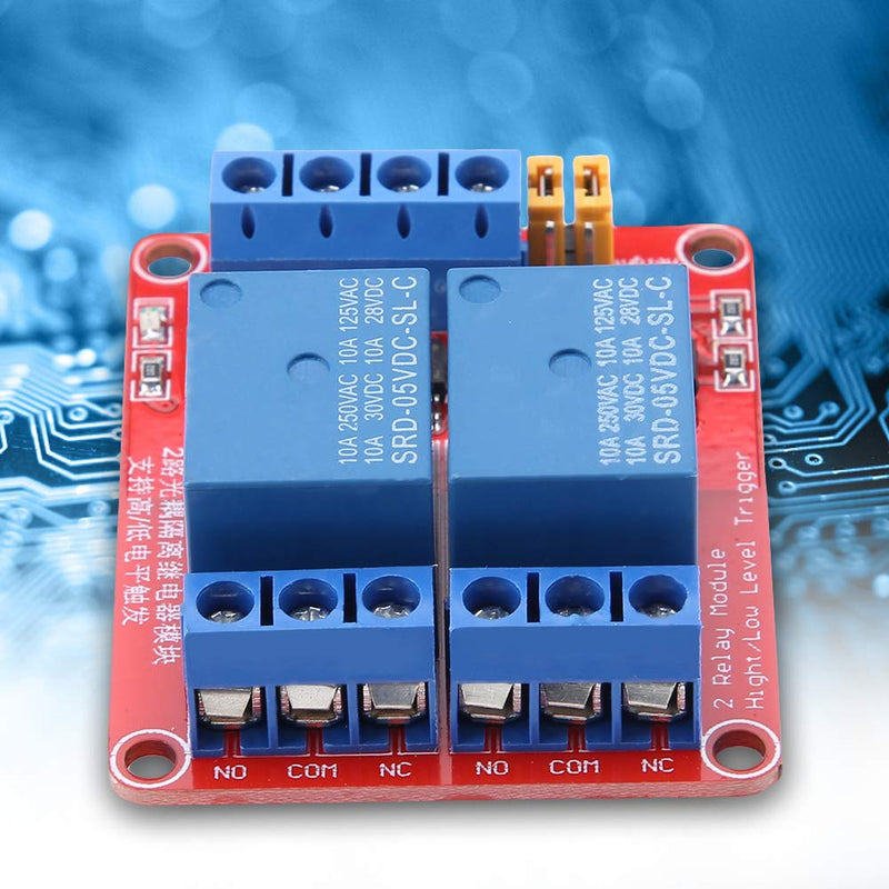 2 Channel Relay Module with Optocoupler, DC Relay Module Relay Relay Module Expansion Board High and Low Trigger with LED Warning Lamp for Special Sensor Shield (5V) 5V