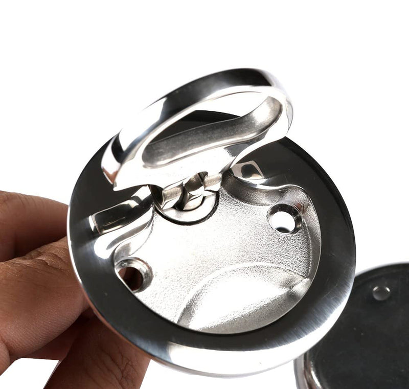 MIZUGIWA Boat Cam Latch Stainless Steel Marine,Boat Locker Latch Hatch Pull,Flush Hatch Lift with Back Plate Fasteners Standard Back Plate-1 PC