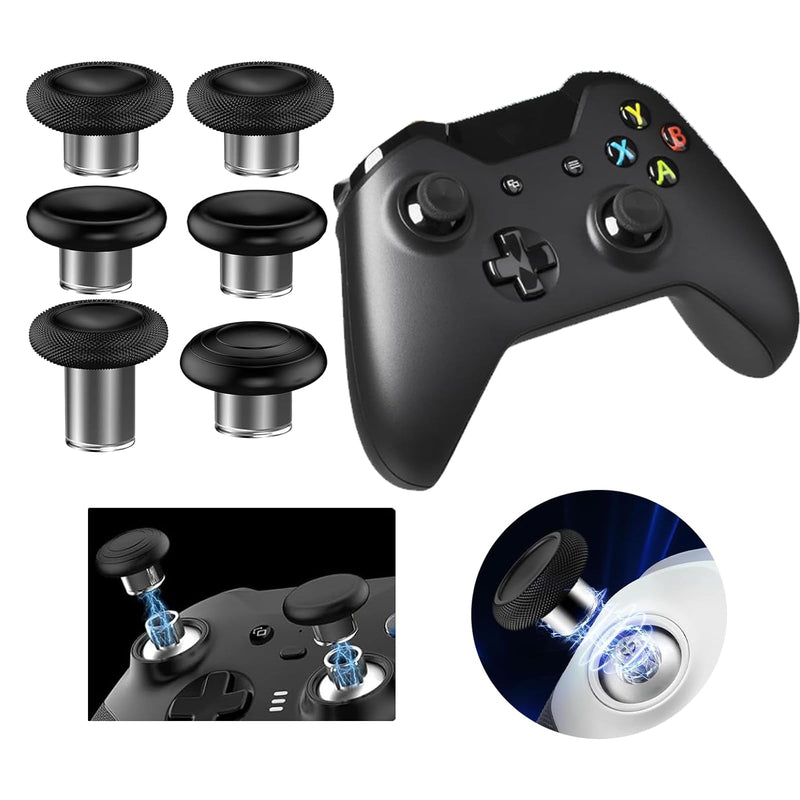 6 in 1 Replacement Thumbsticks for Xbox Elite 2 Controller, Swap Joystick Accessory for Xbox Controller Elite Series 2,Xbox Elite Series 2 Core(Black)