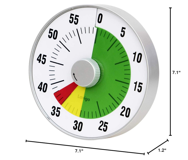 Lavigo Kitchen Timer, Countdown Visual Analog Timer, Quiet Counting, Low Loud and Mute Alarm for Teachers Classroom, Kids, Adults Kitchen, Office, Gym (Green) LT21-TC 7.5 inches Green