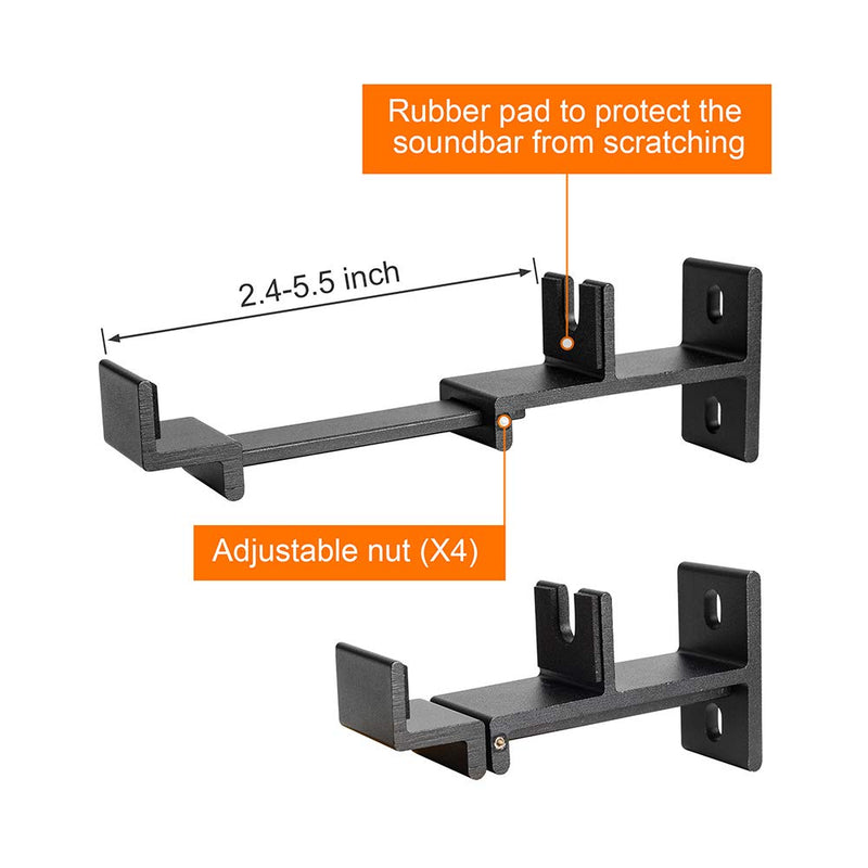Adjustable Soundbar Wall Mount, Universal Sound Bar Bracket for Mounting Under TV, Compatible with SONOS Samsung LG VIZIO Bose ROKU Soundbar, Black