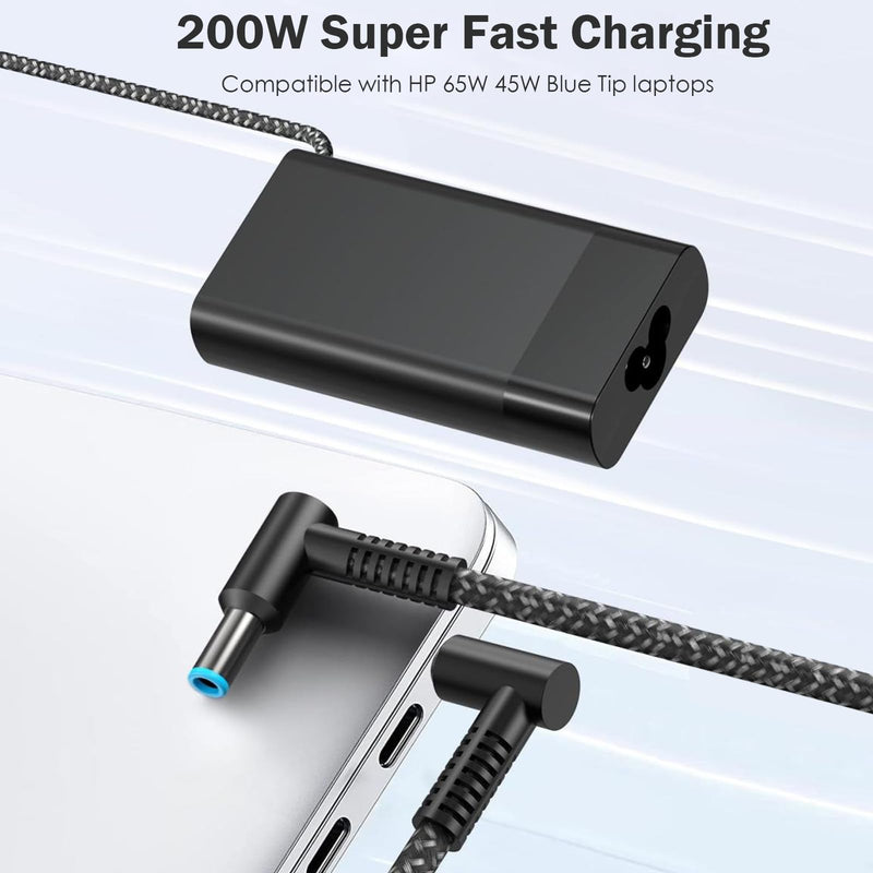 Newest 200W AC Adapter Laptop Charger Compatible with HP Omen Pavilion Gaming 15 16 17 15t 17t,ZBook Fury Power 15 15u G3 G4 G5 G6 G7 G8 Envy 15 2020 TPN-DA10 L00818-850 L00895-003 Power Supply Cord