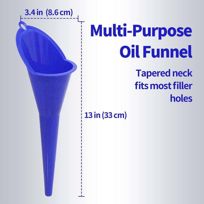 Oil Funnel - Funnels for Automotive Use Set of 3, Plastic Funnel, Automotive Funnel for Transmission, Fuel, Car, Lubricants and Fluids - Blue Funnel