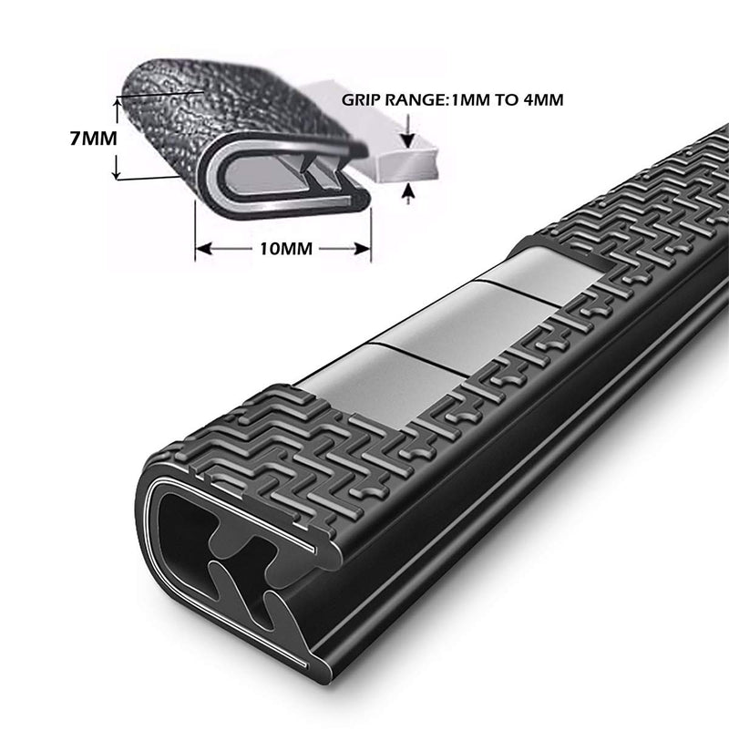 33Ft(10M) Long Car Door Edge Guards,U Shape Edge Trim Rubber Seal Protector Rubber Car Door Protector Car Protection Door Edge Anti-Collision Rubber Clips Fit for Most Car| Black | 33T