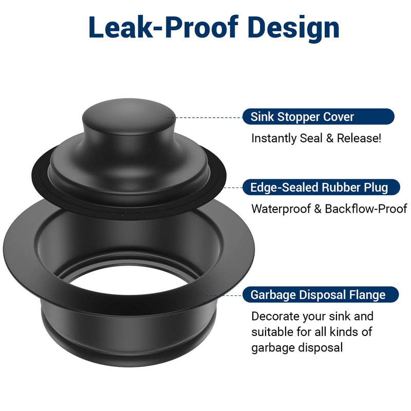 Kitchen Sink Flange Stopper Black - Universal Garbage Disposal Flange for Fit 3-1/2 Inch Standard Sink Drain Hole, Sink Flange Replacement Accessories