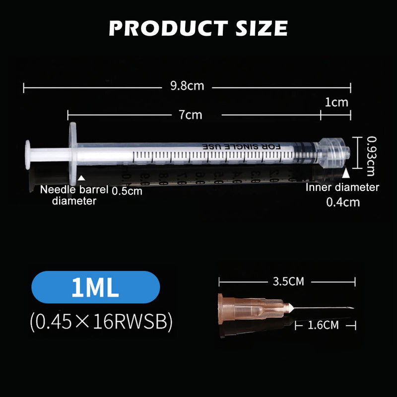 Pack of 50 Syringes 1 ml, Vegena 1 ml Syringes Set Plastic Tube Syringes Disposable Syringes Small Dosing Syringe Liquid Syringe Independent Seal Packaging Disposable Syringes
