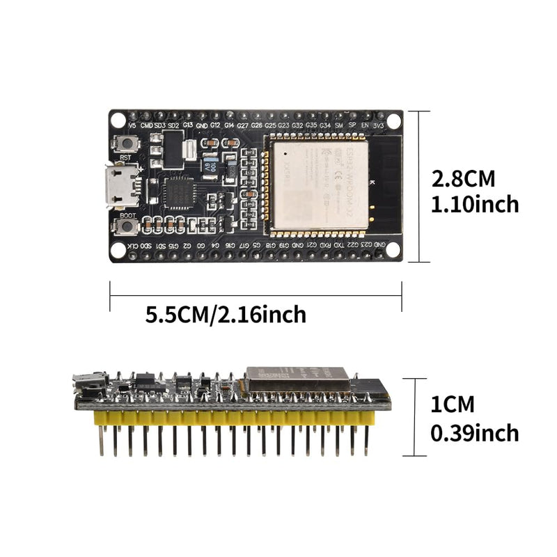 diymore-IOT ESP32 ESP-WROOM-32.38Pin development board, ESP-32S microcontroller processor Integrated 2-in-1 microcontroller with CP2102 chip WiFi NodeMCU-32S module