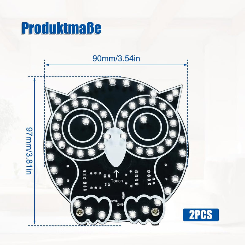 Owl Shaped LED Light Soldering Kit, DIY Soldering Project Soldering Exercise Set | For beginners, touch control 3 light modes, electronic kit soldering set for STEM lessons