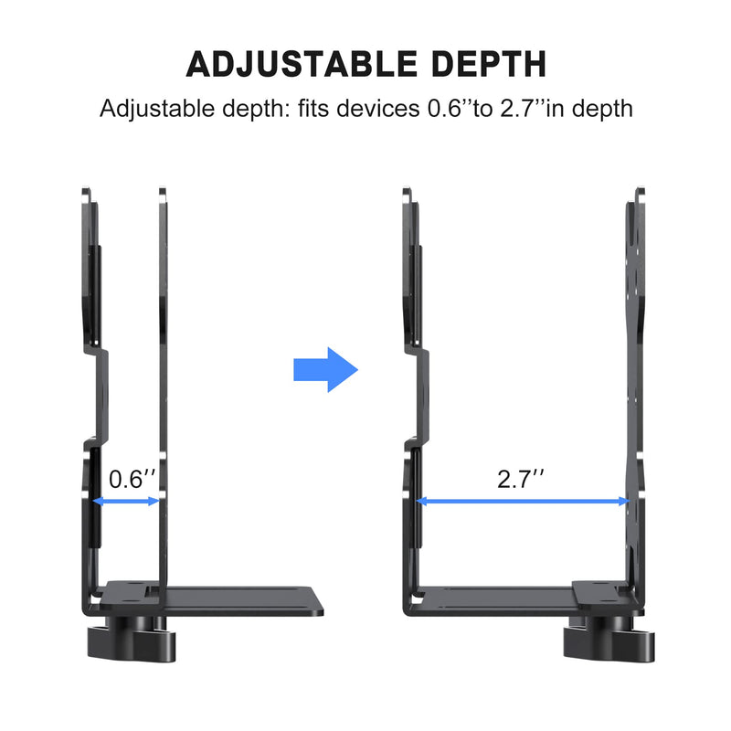 suptek Thin Client Mount Bracket Adjustable Mini PC Mount Bracket,CPU VESA Under Desk and Monitor Arm Computer Holder, Black, ZJJ002