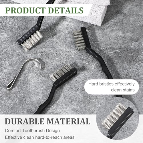100 Pcs Mini Wire Brush Set Stainless Steel Wire Bristle Scratch Brush Small Metal Brushes for Cleaning Curved Handle Masonry Welding for Cleaning Welding Slag and Rust Tool, Black, 6.7 Inches 100