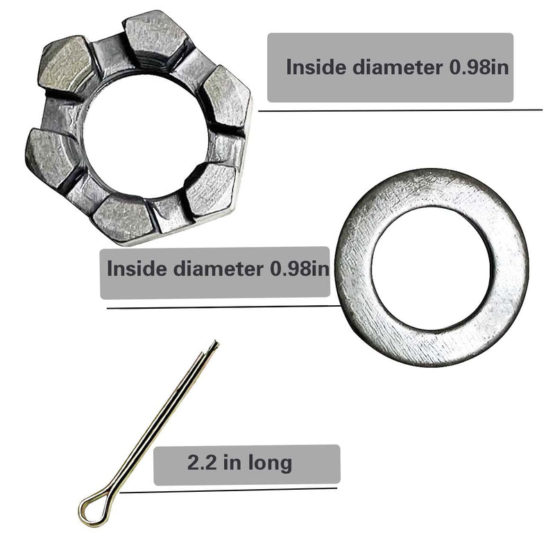 Trailer Nut Kit Combination for 1" Shaft Spindle,Trailer Spindle Washer, Including 1" Washer and 2.2 "Long Cotter pin High Strength Trailer Nut Kit