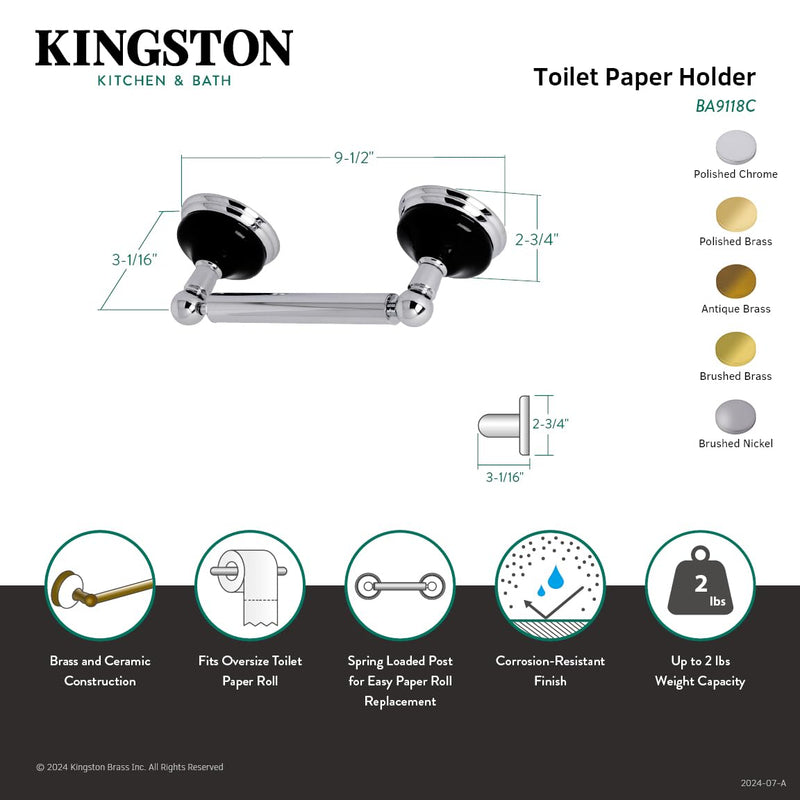 Kingston Brass BA9118PB Water Onyx Toilet Paper Holder, 9.31 x 3.06 x 2.75, Polished Brass