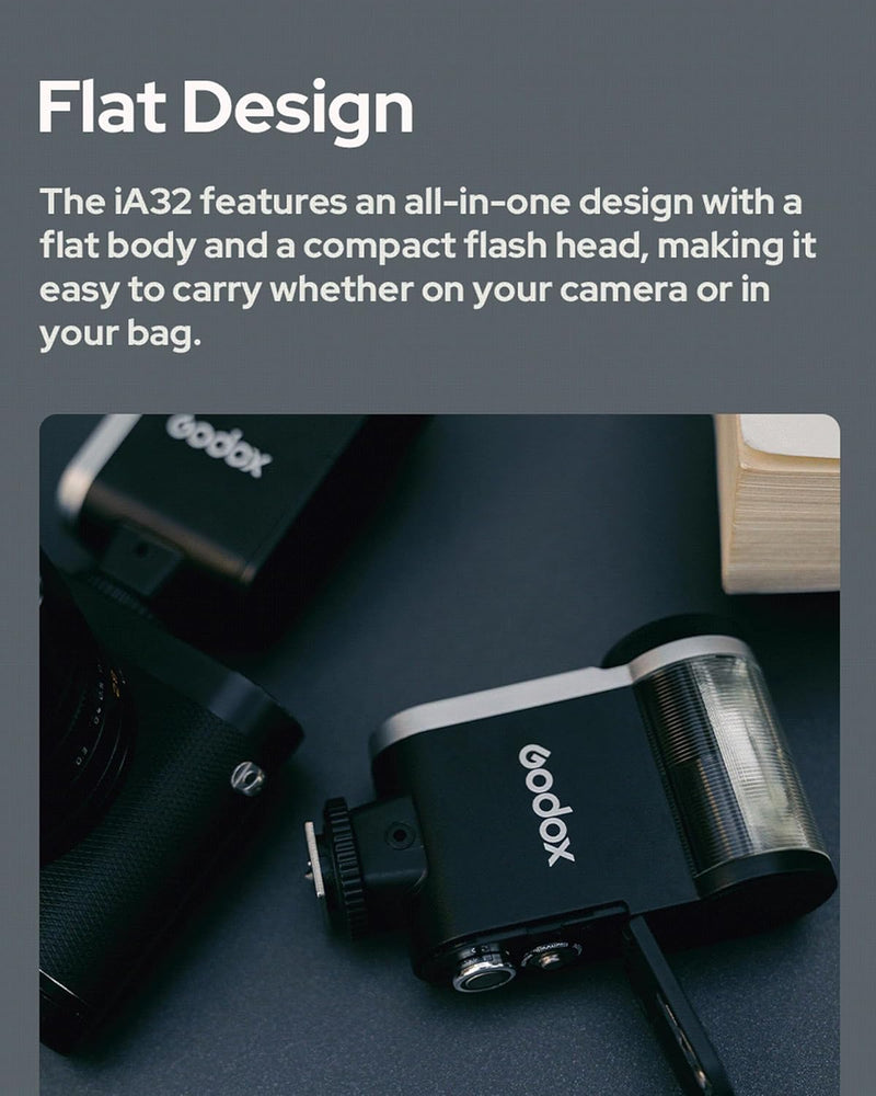 GODOX iA32 Mini Flash Speedlite Hot Shoe Flashes for Fuji, for Canon, for Nikon, for Sony, for Olympus Camera