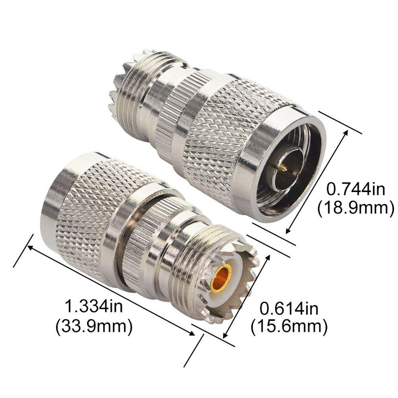 Boobrie N Male to UHF Female SO-239 Connector SO239 Jack to N-Type RF Coaxial Coax Cable Adapter for Antenna/Wireless LAN Device/WiFi/Radio/Coaxial Extension Cable Pack of 2