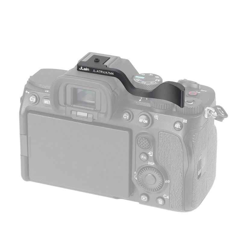 FocusFoto Metal Thumb Up Grip Hot Shoe Cover Mount for Sony Alpha 7 IV (ILCE-7M4 / A7 IV), Alpha 7R V (ILCE-7RM5 / A7R V) Mirrorless Camera, Aluminum Alloy Finger Thumb Rest Handle (Black)