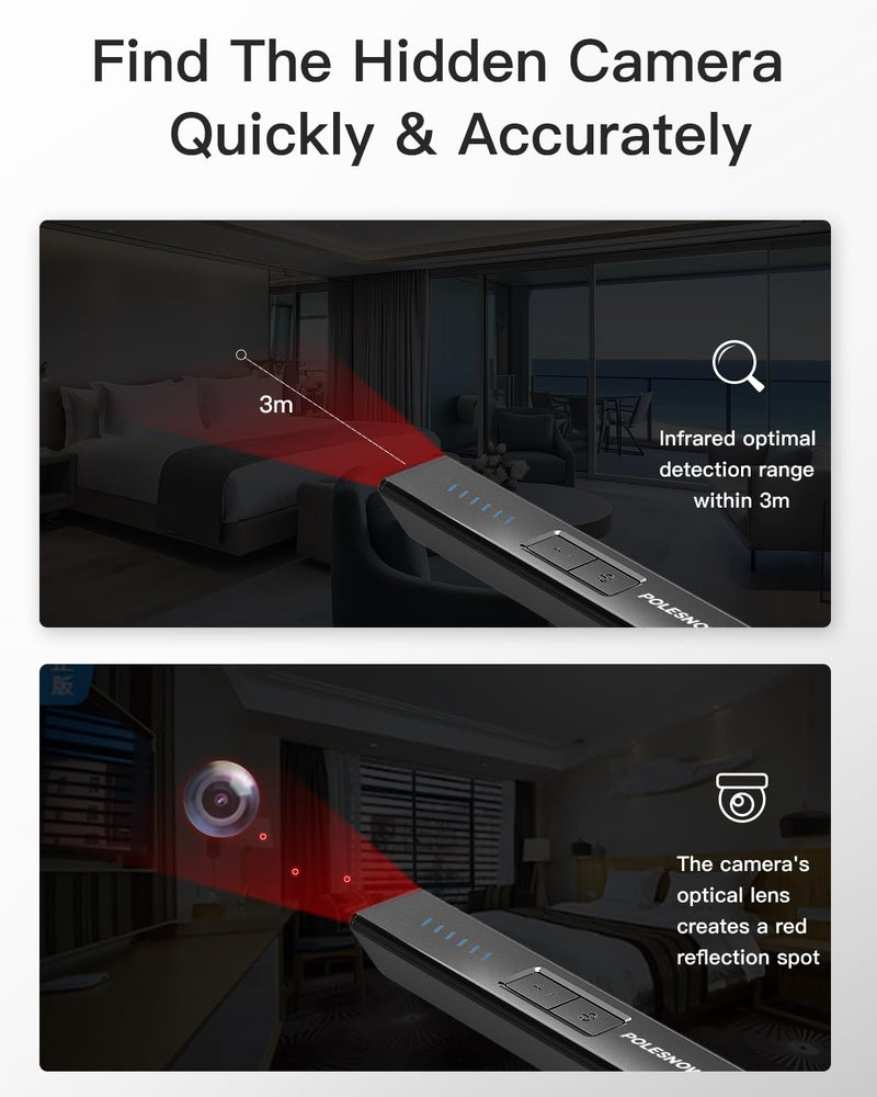 Hidden Camera Detectors, Bug Detector Anti Spy Camera Finder, GPS Tracker Detector RF Wireless Scanner Hidden Device Detector 6 Modes for Travel, Car, Bathroom,Office, Hotel, P18 Mix