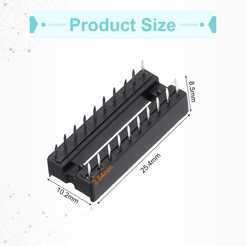QUARKZMAN DIP IC Socket 20-Pin Dip IC Sockets Black Pack of 40 | 2.54 mm pitch flat pin chip connector adapter, for breadboard project PCB board design, 2.54 mm pitch
