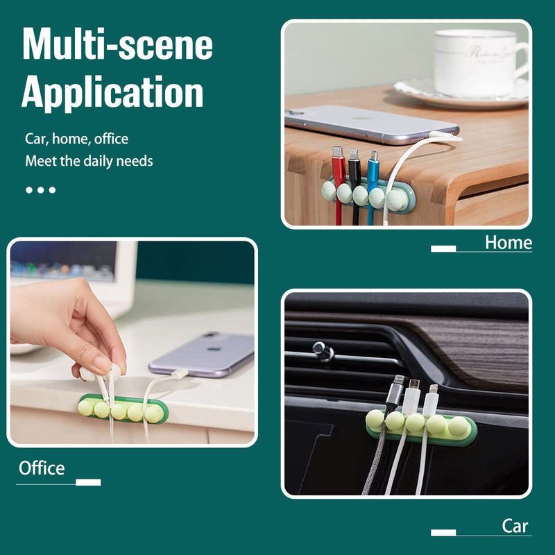 3 Pack Pea Cable Clips, USB Cable Organizer, Charging Cord Holder, Wire Management for Car Office Desk Workbench Bedroom Bedside Nightstand (3-Pack) 3-Pack