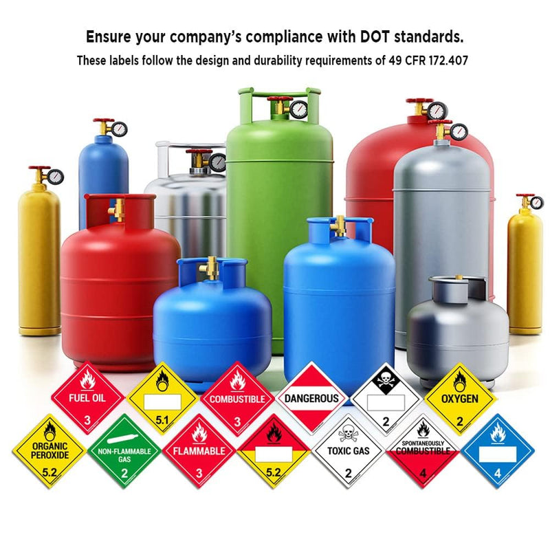 ChromaLabel 1 Inch Permanent Durable Square D.O.T. Hazard Labels, Class 3 Flammable, 250/Roll 1" x 1"