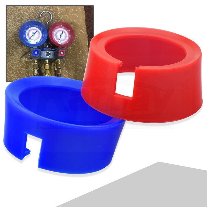 49190 HVAC Gauge Boots Cover for Yellow Jacket JB 3-1/8" HVAC Gauges, Refrigerant Gauge AC Gauges Manifold Protective Cover (Red & Blue)