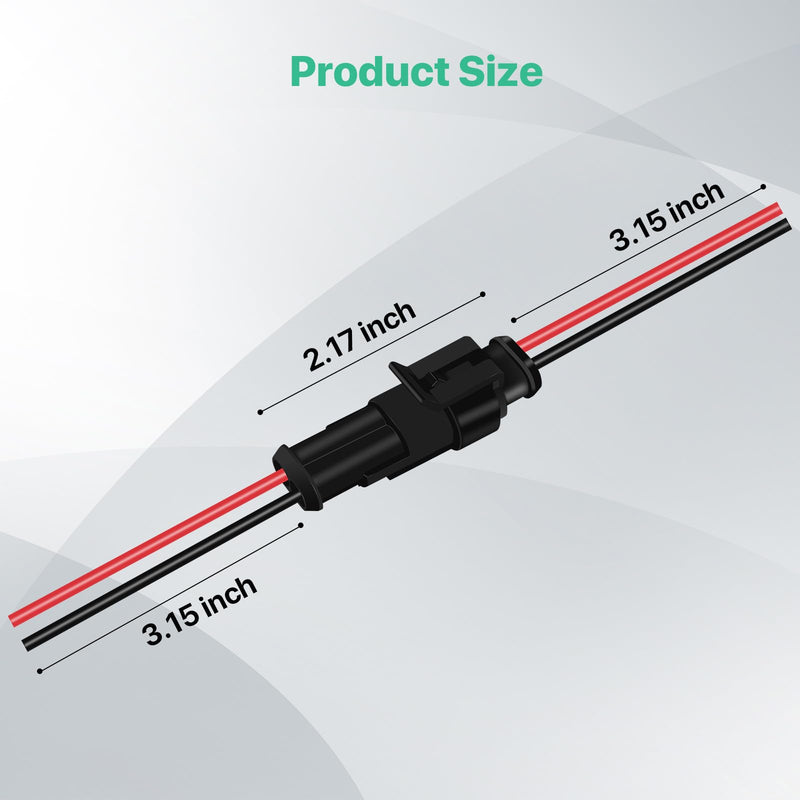 2 Pin Waterproof Electrical Connectors，18 AWG Male and Female Wire Connectors，12v Plug Connector，Suitable for Connecting Weak Current Lines Such As Cars, Motorcycles, and Ships(5 Pack)