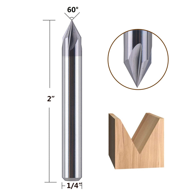 SpeTool 5PCS 60 Degree V Bit 1/4 Inch Shank Carbide CNC Chamfer End Mill 4-Flute V Groove Router Bit with TiAIN Coated for CNC Wood Engraving Carving 5