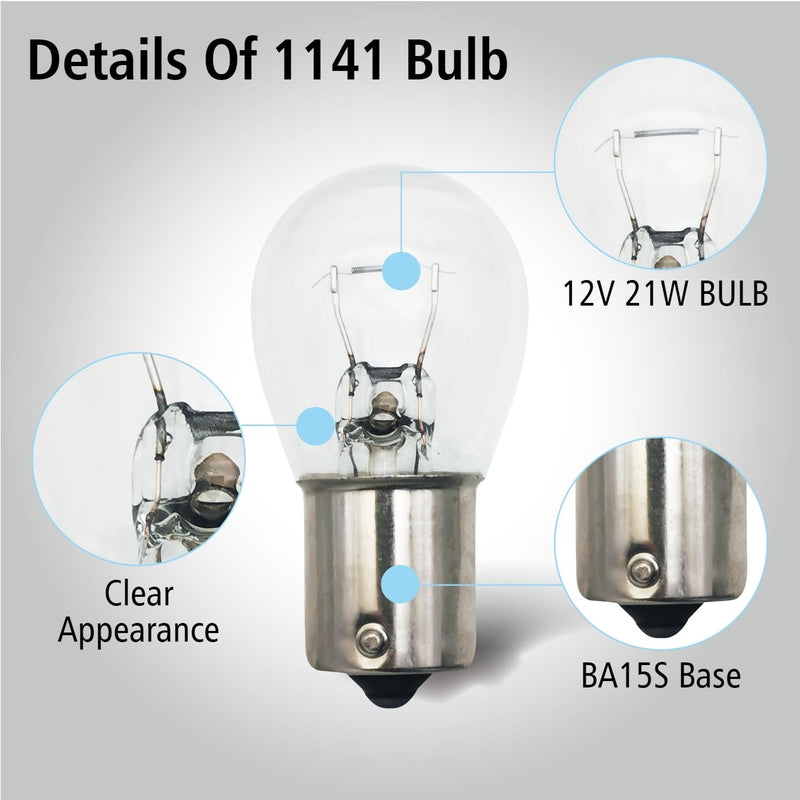 Replacement 1141 Auto/RV Backup Light Bulb,21W BA15S Flat Angle Single Light Turn Signal Light, Compact Mini Marker Tail Running Parking Backup Light